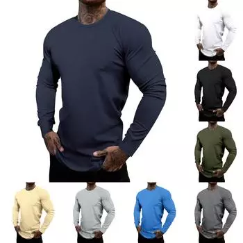 Муж. Футболка Круглый вырез Одежда Одежда На открытом воздухе Длинный рукав Модельер Винтаж L армия зеленый