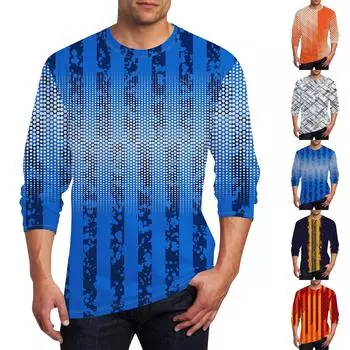 Муж. Футболка Круглый вырез Одежда Одежда На открытом воздухе Длинный рукав С принтом Модельер Винтаж L чёрный