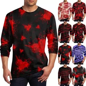 Муж. Футболка Круглый вырез Одежда Одежда На открытом воздухе Длинный рукав С принтом Модельер Винтаж L чёрный