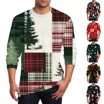 Муж. Футболка Круглый вырез Одежда Одежда На открытом воздухе Длинный рукав С принтом Модельер Винтаж L чёрный