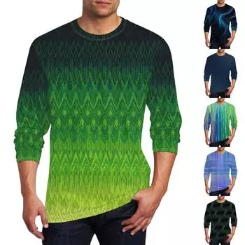 Муж. Футболка Круглый вырез Одежда Одежда На открытом воздухе Длинный рукав С принтом Модельер Винтаж L чёрный