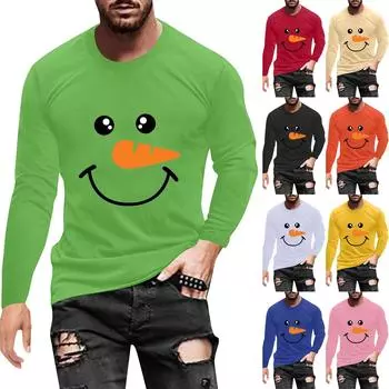 Муж. Футболка Круглый вырез Одежда Одежда На открытом воздухе Длинный рукав С принтом Модельер Винтаж XXXXL зелёный