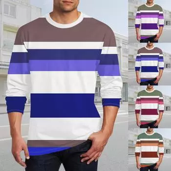 Муж. Футболка Круглый вырез Одежда Одежда На открытом воздухе Длинный рукав С принтом Модельер Винтаж XXXL фиолетовый