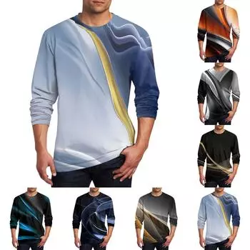 Муж. Футболка Круглый вырез Одежда Одежда На открытом воздухе Длинный рукав С принтом Модельер Винтаж L чёрный