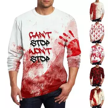 Муж. Футболка Круглый вырез Одежда Одежда На открытом воздухе Длинный рукав С принтом Модельер Винтаж XXXL