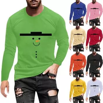 Муж. Футболка Круглый вырез Одежда Одежда На открытом воздухе Длинный рукав С принтом Модельер Винтаж XXXXXL зелёный