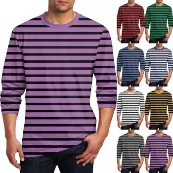 Муж. Футболка Круглый вырез Одежда Одежда На открытом воздухе Длинный рукав С принтом Модельер Винтаж L чёрный