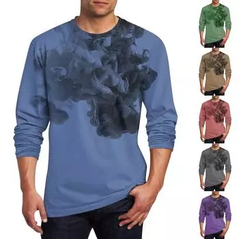 Муж. Футболка Круглый вырез Одежда Одежда На открытом воздухе Длинный рукав С принтом Модельер Винтаж XXXXL фиолетовый