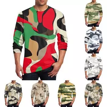 Муж. Футболка Круглый вырез Одежда Одежда На открытом воздухе Длинный рукав С принтом Модельер Винтаж XXXXL