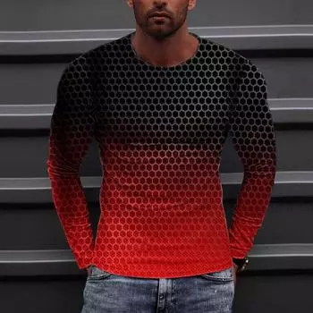 Муж. Футболка Круглый вырез Одежда Одежда На открытом воздухе Длинный рукав С принтом Модельер Винтаж M фиолетовый