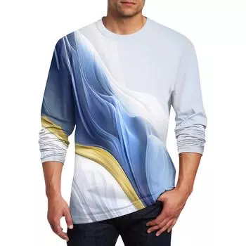 Муж. Футболка Круглый вырез Одежда Одежда На открытом воздухе Длинный рукав С принтом Модельер Винтаж S