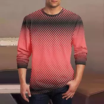 Муж. Футболка Круглый вырез Одежда Одежда На открытом воздухе Длинный рукав С принтом Модельер Винтаж S