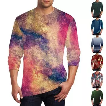 Муж. Футболка Круглый вырез Одежда Одежда На открытом воздухе Длинный рукав С принтом Модельер Винтаж L