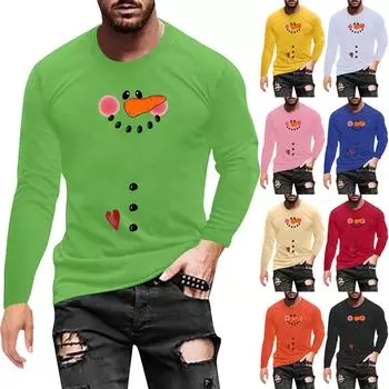 Муж. Футболка Круглый вырез Одежда Одежда На открытом воздухе Длинный рукав С принтом Модельер Винтаж XXL чёрный