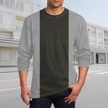 Муж. Футболка Круглый вырез Одежда Одежда На открытом воздухе Длинный рукав С принтом Модельер Винтаж S чёрный