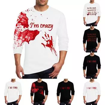 Муж. Футболка Круглый вырез Одежда Одежда На открытом воздухе Длинный рукав С принтом Модельер Винтаж L
