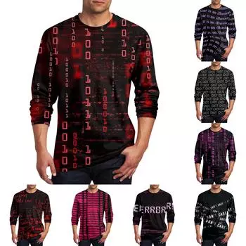 Муж. Футболка Круглый вырез Одежда Одежда На открытом воздухе Длинный рукав С принтом Модельер Винтаж XXL чёрный