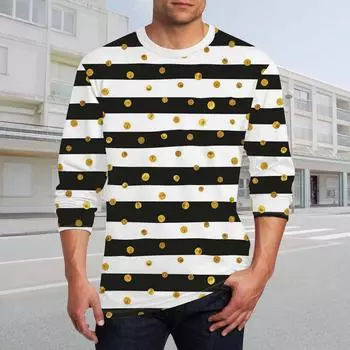 Муж. Футболка Круглый вырез Одежда Одежда На открытом воздухе Длинный рукав С принтом Модельер Винтаж S белый