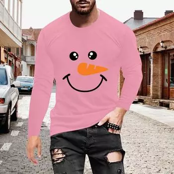 Муж. Футболка Круглый вырез Одежда Одежда На открытом воздухе Длинный рукав С принтом Модельер Винтаж M оранжевый