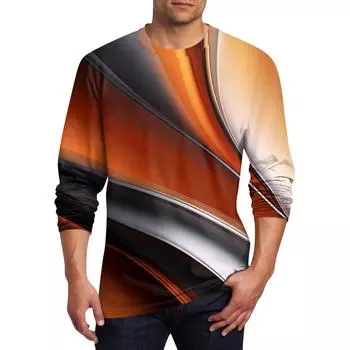 Муж. Футболка Круглый вырез Одежда Одежда На открытом воздухе Длинный рукав С принтом Модельер Винтаж S