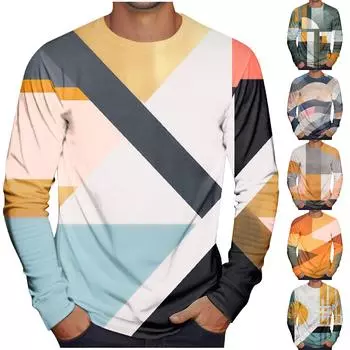 Муж. Футболка Круглый вырез Одежда Одежда На открытом воздухе Длинный рукав С принтом Модельер Винтаж L