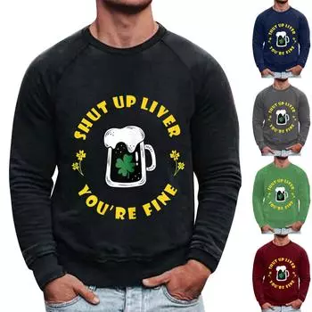 Муж. Футболка Круглый вырез Одежда Одежда На открытом воздухе Длинный рукав С принтом Модельер Винтаж L чёрный