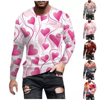 Муж. Футболка Круглый вырез Одежда Одежда На открытом воздухе Длинный рукав С принтом Модельер Винтаж L коричневый