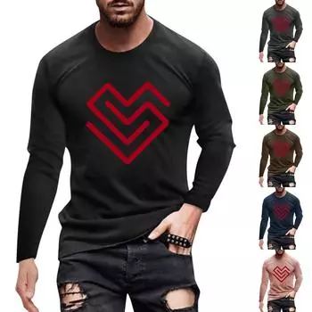 Муж. Футболка Круглый вырез Одежда Одежда На открытом воздухе Длинный рукав С принтом Модельер Винтаж L