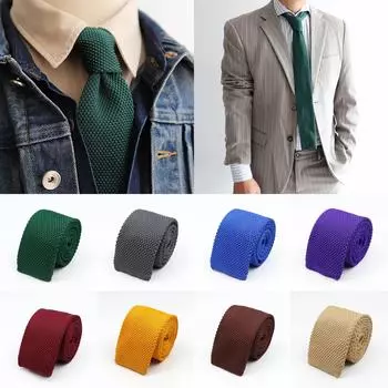 Муж., Сплошной цвет, Вязаный галстук, Для отдыха, Тонкие галстуки, Свадьба, Бизнес,