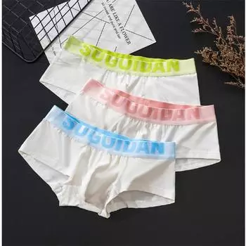 (мужчина)Мужское сексуальное нижнее белье с буквенным принтом, боксеры, шорты, трусы с выпуклой сумкой M белый/зелёный