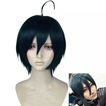 Мужчины Аниме P5 Persona 5 Tae Takemi Короткие Синие Черные Смешанные Жаростойкие Волосы Косплей Костюм Парик One Size темно-синий