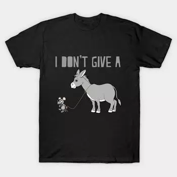 Мужчины Черная футболка с принтом Супер большая футболка i-dont-give-a-rats-ass-tshirt No-Cut Трансферная бумага с принтом Хлопковая футболка S чёрный