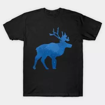 Мужчины Черная футболка с принтом Супер Большая футболка Majestic-elk-design No-Cut Трансферная бумага с принтом Хлопковая футболка S чёрный