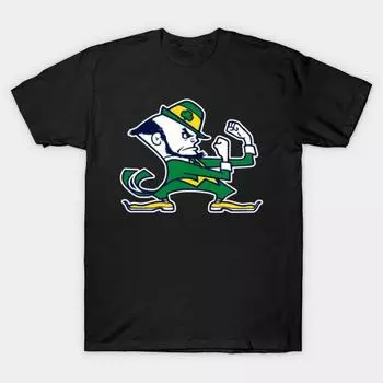 Мужчины Черная футболка с принтом Супер Большая футболка Notre-Dame-fighting-irish No Cut Transfer Paper Печати Хлопковая футболка L чёрный