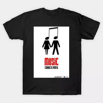 Мужчины Черная футболка с принтом Super Large TShirt музыка соединяет людей No-Cut Трансферная бумага с принтом Хлопковая футболка S чёрный