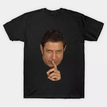 Мужчины Черная футболка с принтом Super Large TShirt jeff-goldblum-shush-face No-Cut Переносная бумага с принтом Хлопковая футболка S чёрный