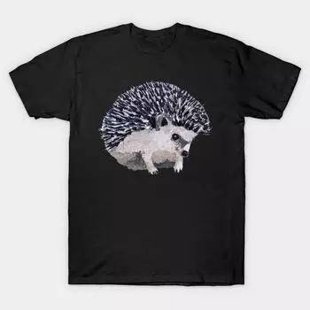 Мужчины Черная футболка с принтом Super Large TShirt еж No-Cut Передача Бумаги Печати Хлопок футболка 4XL чёрный