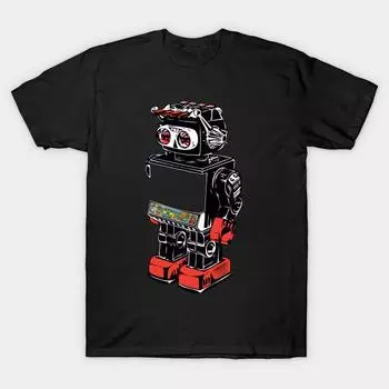Мужчины Черная футболка с принтом Super Large TShirt игрушка-робот No-Cut Трансферная бумага с принтом Хлопковая футболка S чёрный