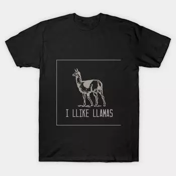 Мужчины Черная футболка с принтом Super Large TShirt i-llike-llamas No-Cut Трансферная бумага с принтом Хлопковая футболка S чёрный