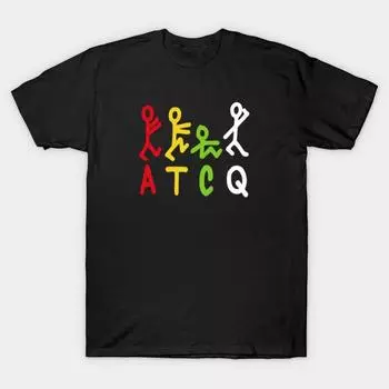 Мужчины Черная футболка с принтом Super Large TShirt atcq No-Cut Transfer Paper Печати Хлопковая футболка S чёрный
