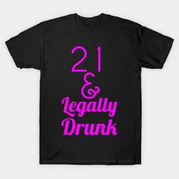 Мужчины Черная футболка с принтом Super Large TShirt 21-and-legally-drunk No-Cut Transfer Paper Печати Хлопковая футболка S чёрный