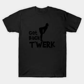 Мужчины Черная футболка с принтом Super Large TShirt Get-back-twerk No-Cut Трансферная бумага Печати Хлопковая футболка S чёрный