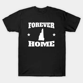 Мужчины Черная футболка с принтом Super Large TShirt Forever-Home-New-Hampshire No Cut Передача Бумаги Печати Хлопковая футболка M чёрный