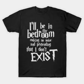 Мужчины Черная футболка с принтом Super Large TShirt я буду в своей спальне, не буду шуметь и притворяться No-Cut Трансферная бумага с принтом Хлопковая футболка S чёрный