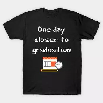 Мужчины Черная футболка с принтом Super Large TShirt футболка с принтом на один день ближе к выпускному-старшей школе- No-Cut Трансферная бумага с принтом Хлопковая футболка XL чёрный