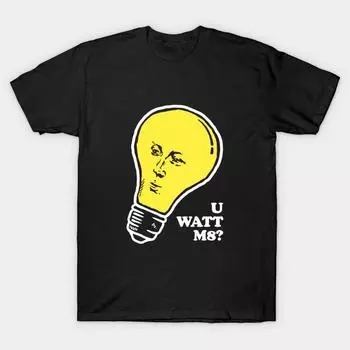 Мужчины Черная футболка с принтом Super Large TShirt u-watt-m8 No-Cut Трансферная бумага с принтом Хлопок футболка 5XL чёрный