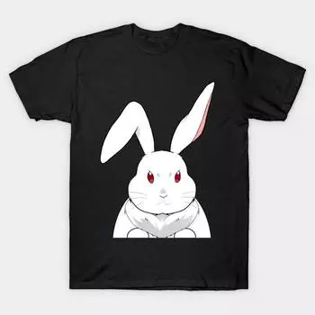 Мужчины Черная футболка с принтом Super Large TShirt белый кролик No-Cut Трансферная бумага с принтом Хлопковая футболка S чёрный