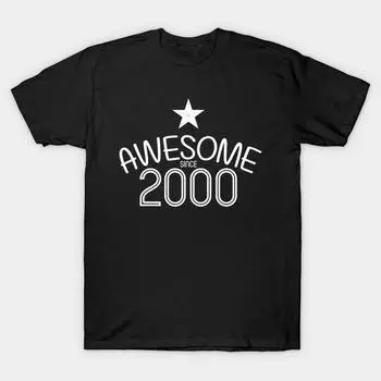 Мужчины Черная футболка с принтом Super Large TShirt 2000-awesome-year No-Cut Transfer Paper Печати Хлопковая футболка S чёрный