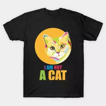 Мужчины Черная футболка с принтом Super Large TShirt я-не-кот No-Cut Трансферная бумага с принтом Хлопковая футболка S чёрный