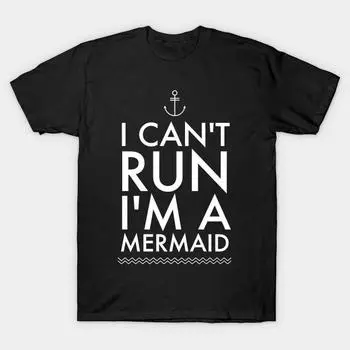 Мужчины Черная футболка с принтом Super Large TShirt я не могу сбежать от русалки No-Cut Переносная бумага с принтом Хлопковая футболка M чёрный